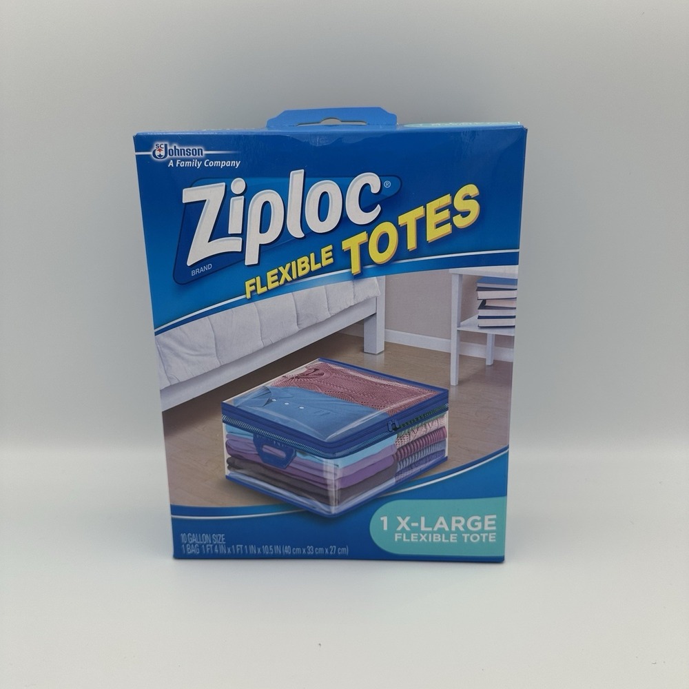 (1) Ziploc XL X-Large Flexible Totes Storage 10‎ Gallon Clear Plastic